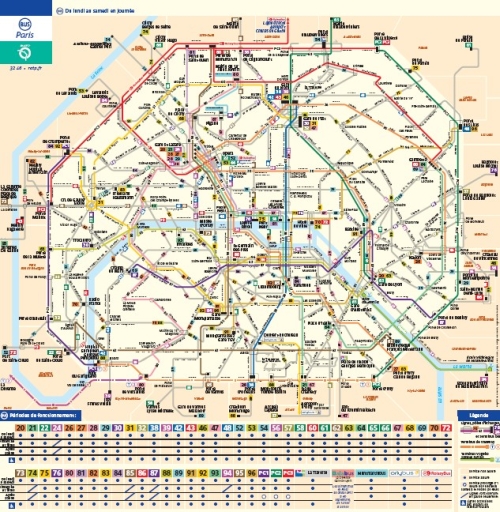 Mapa de autobuses en Par�s