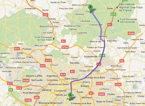 Mapa de Par�s a Chantilly