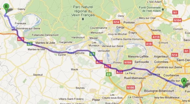 Mapa de Par�s a Giverny