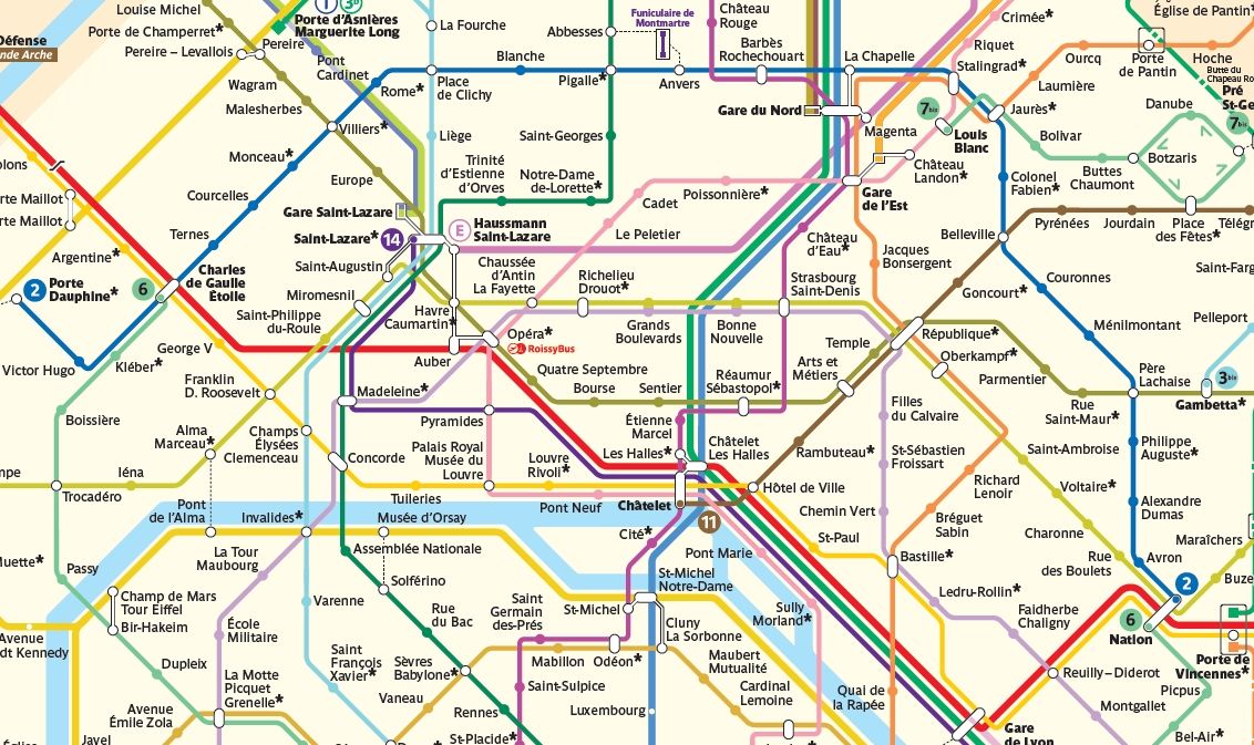 Карта метро парижа по зонам